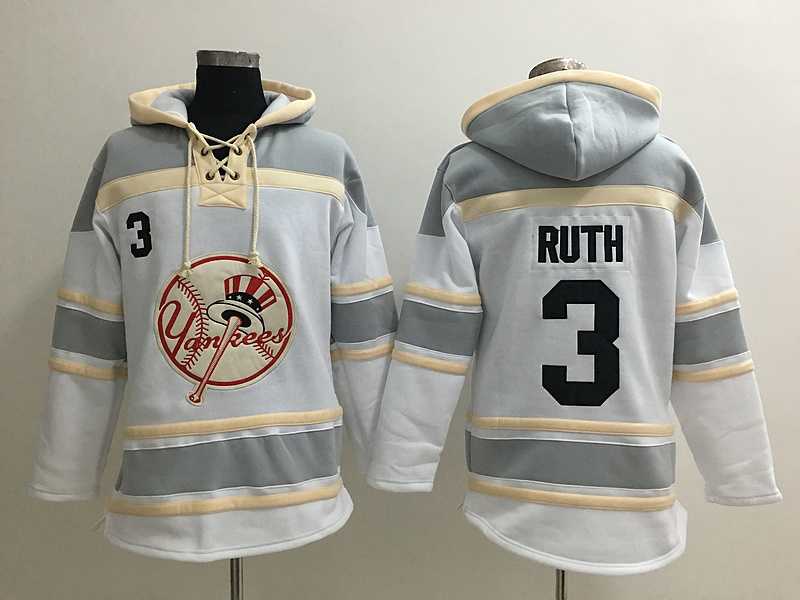 New York Yankees #3 Babe Ruth White Sawyer Hooded Sweatshirt MLB Hoodie,We sell and wholesale New York Yankees #3 Babe Ruth White Sawyer Hooded Sweatshirt MLB Hoodie on line form chian!